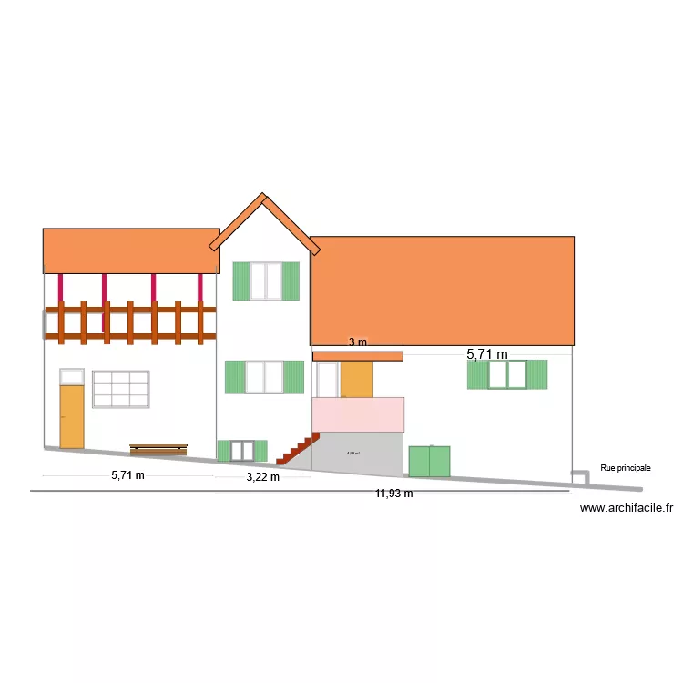facade cour apr&egrave;s version 2. Plan de 