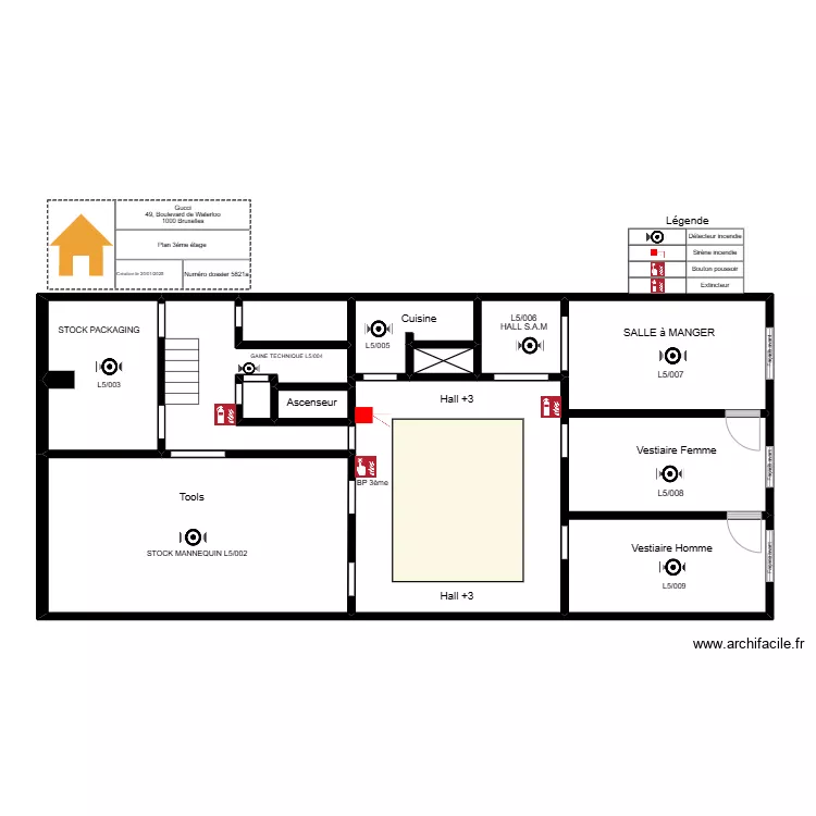 PLAN IMPLANTATION 3&egrave;me ETAGE. Plan de 