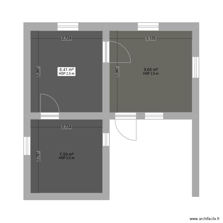 PLAN UTL PEV. Plan de 3 pièces et 26 m2