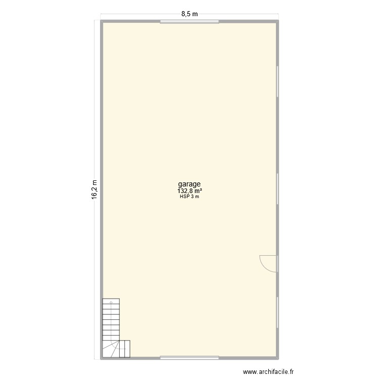 garage. Plan de 1 pièce et 133 m2