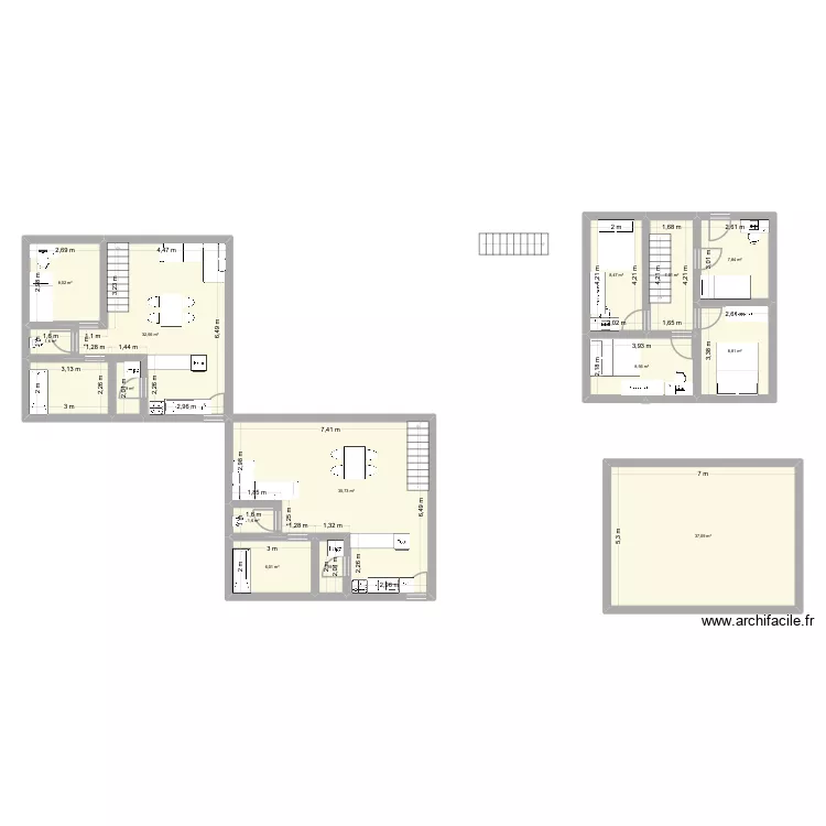plan maison 2025. Plan de 14  et 167 m²