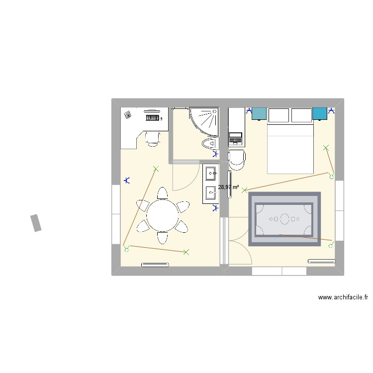 plan maison orale 10 minutes. Plan de 1 pièce et 29 m2
