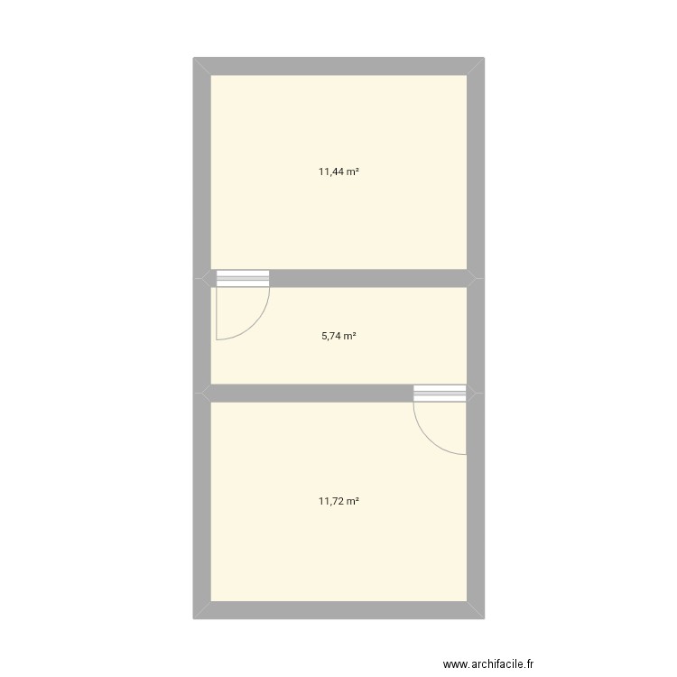 2ieme étage. Plan de 3 pièces et 29 m2