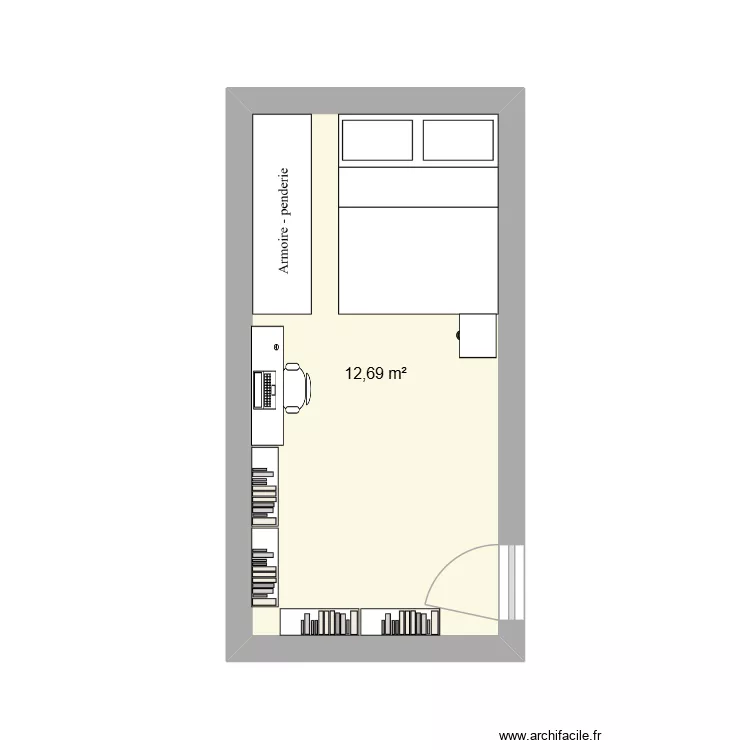 chambre v2. Plan de 1  et 13 m²