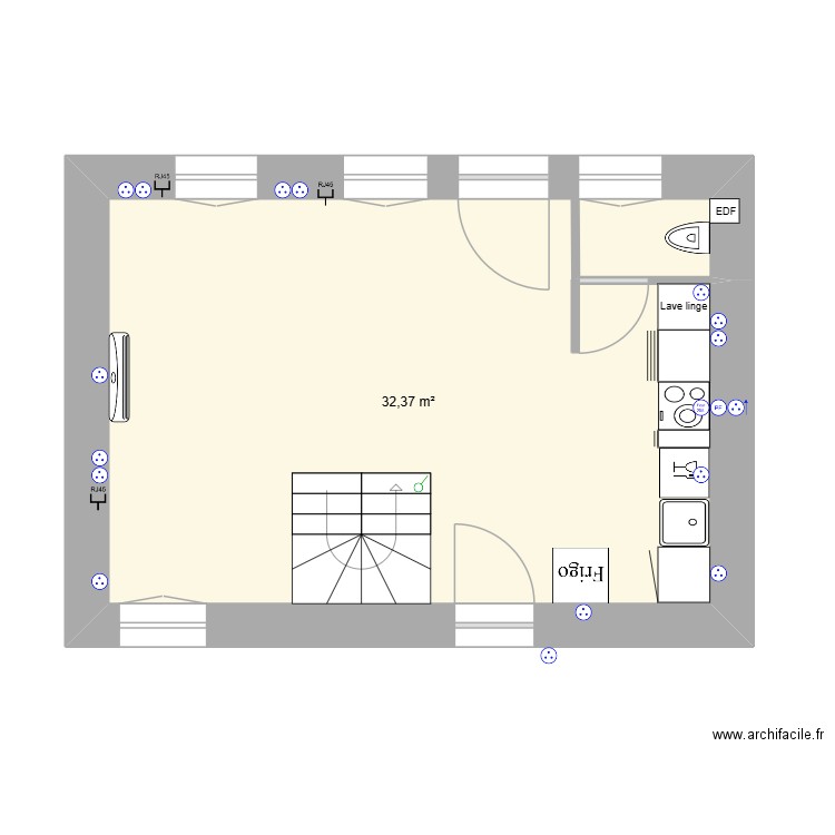 maison st menoux vierge. Plan de 1 pièce et 32 m2