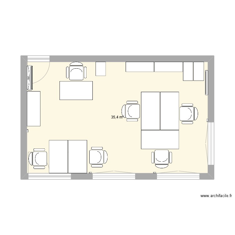 Bureau administratif UO. Plan de 1 pièce et 35 m2
