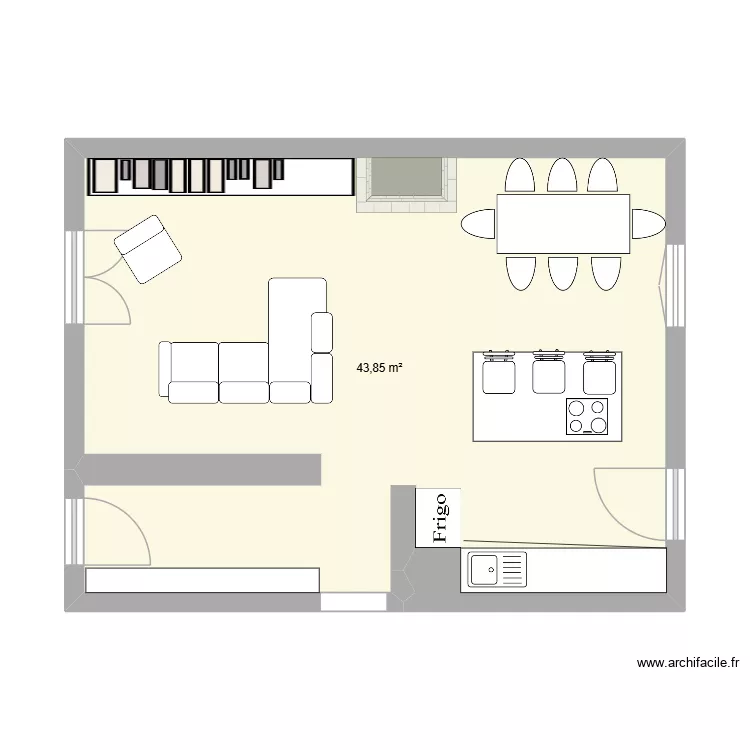 séjour après. Plan de 1 et 44 m² séjour après. Plan de 1 et 44 m²