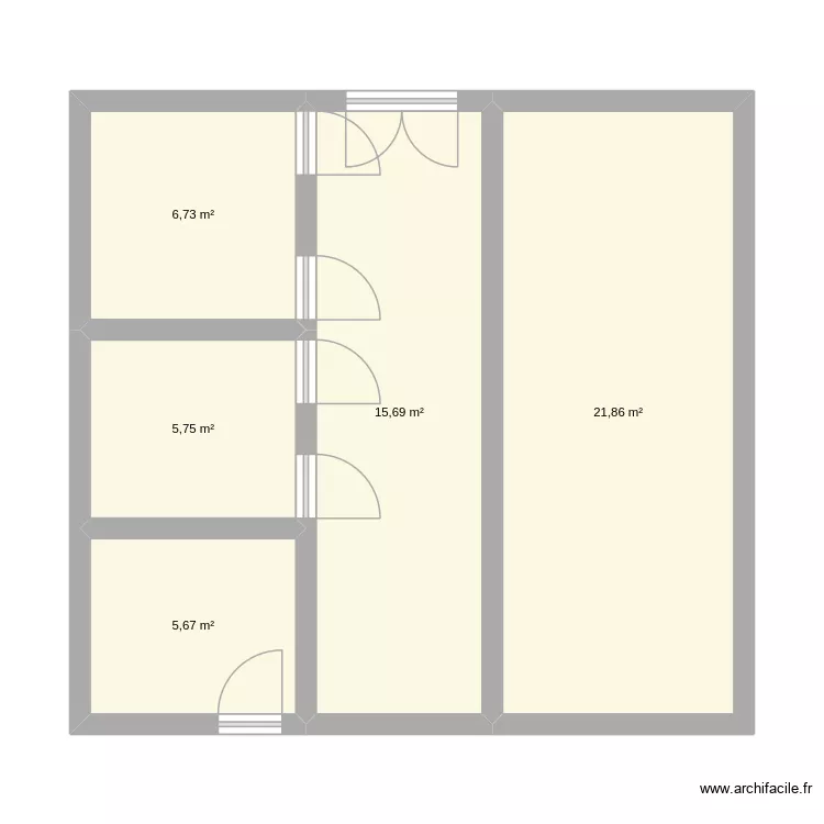 test. Plan de 5 pièces et 56 m²