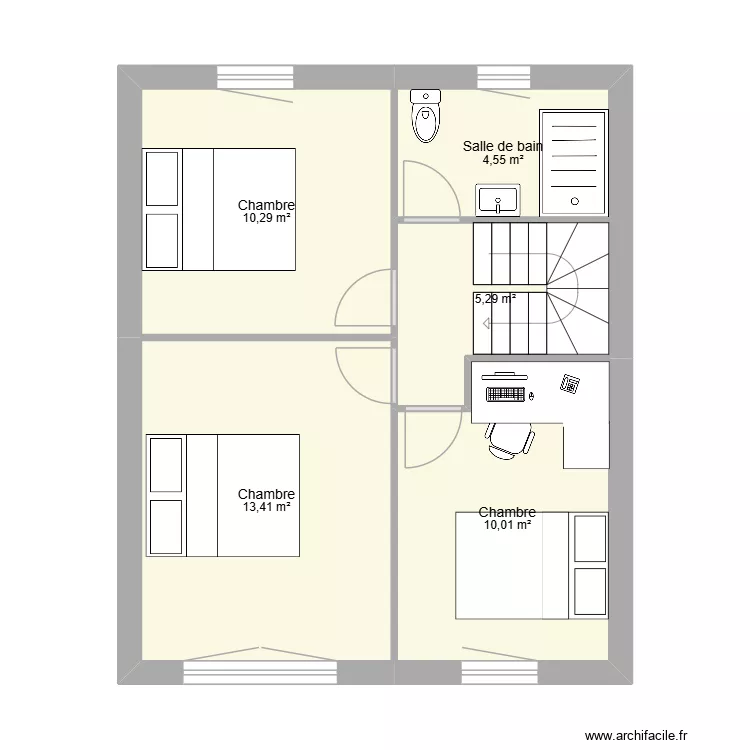 VF ETAGE BLZE. Plan de 5  et 44 m²