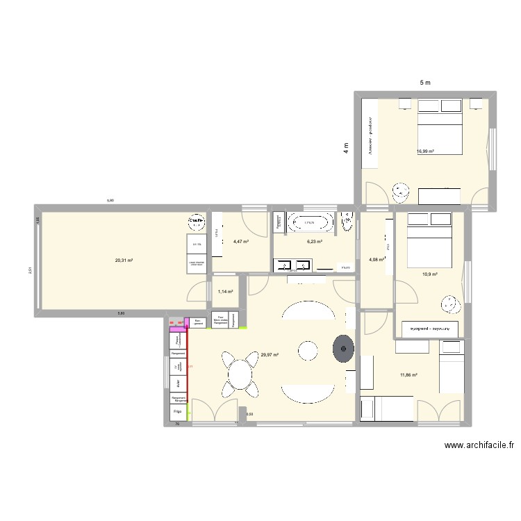 20/04 Daddy. Plan de 9 pièces et 106 m2