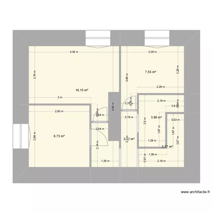 Etage rev00. Plan de 6  et 42 m²
