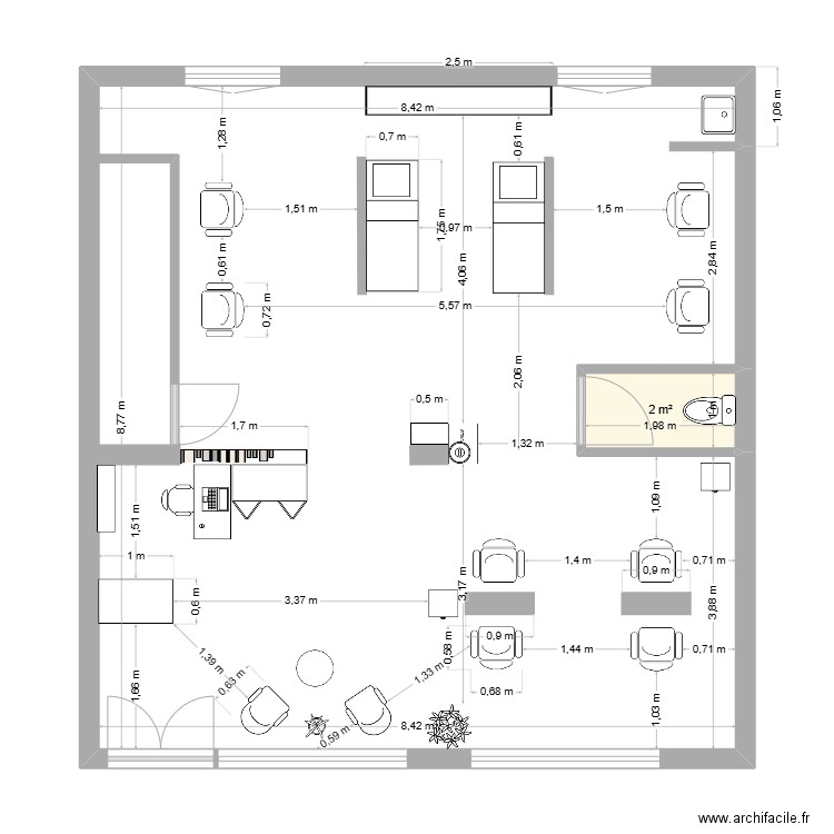 Nouveau Salon. Plan de 1 pièce et 2 m2