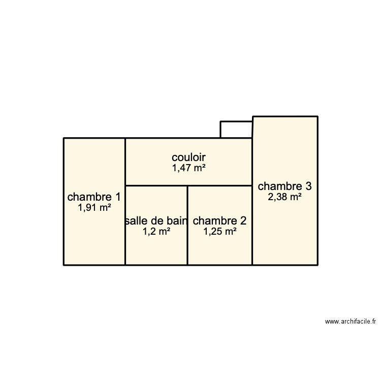 étage. Plan de 5 pièces et 8 m2