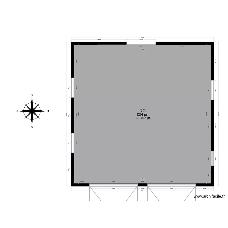 Garage grand-papa. Plan de 1  et 77 m²