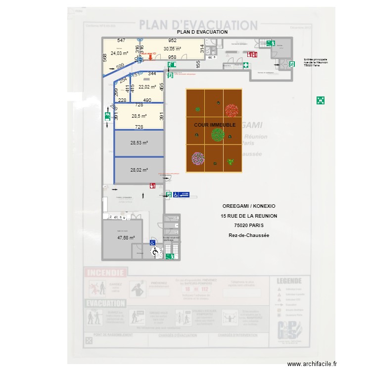 paris lab 15r. Plan de 16 pièces et 288 m2