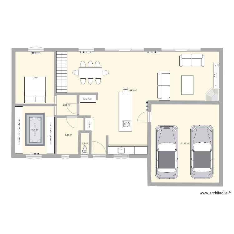 masion bondues bas2. Plan de 7 pièces et 127 m2