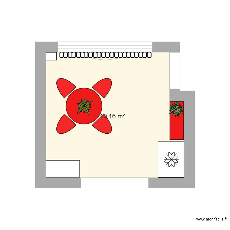 Salle à manger. Plan de 1 pièce et 10 m2