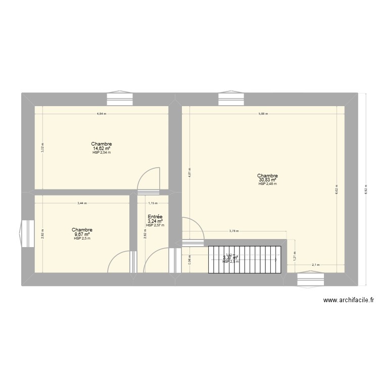 SEPTEME  existant. Plan de 9 pièces et 125 m2