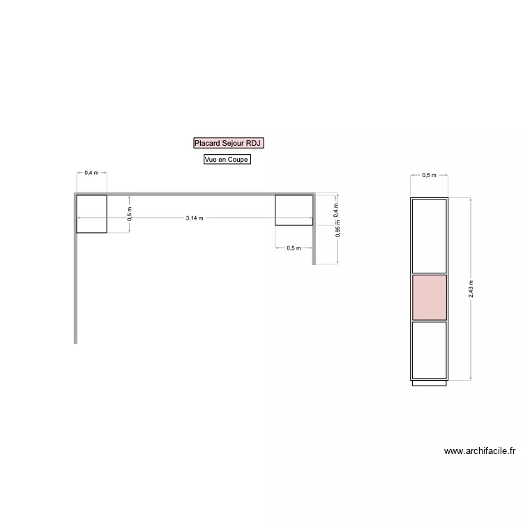 Placard sejour RDJ RDJ. Plan de 