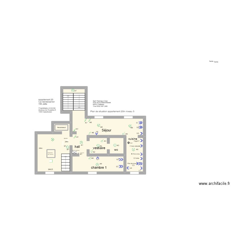 20  LN LOJEGA. Plan de 3 pièces et 25 m2