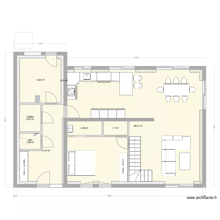 test. Plan de 8  et 99 m²