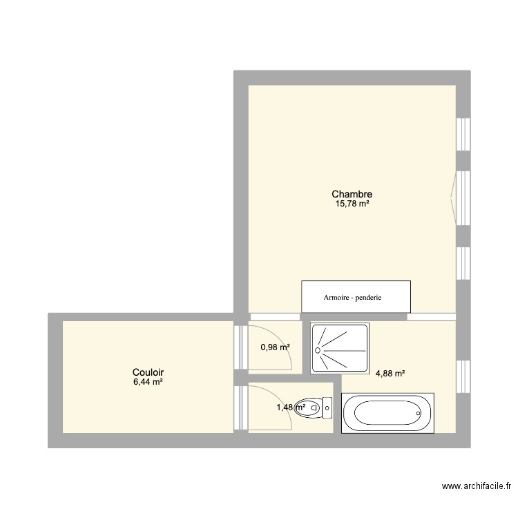 Chambre - v3. Plan de 5 pièces et 30 m2