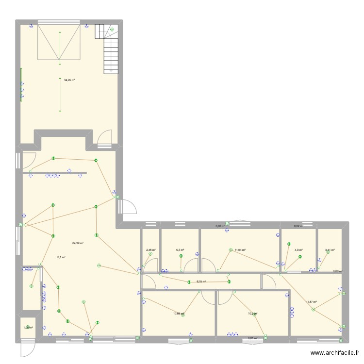 Villeneuve lumiere. Plan de 17 pièces et 167 m2