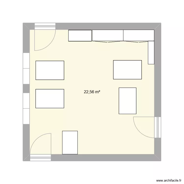 salle D102 ( AEPA). Plan de 1  et 23 m²