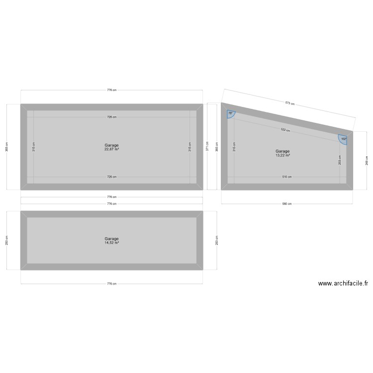 Garage . Plan de 3 pièces et 51 m2