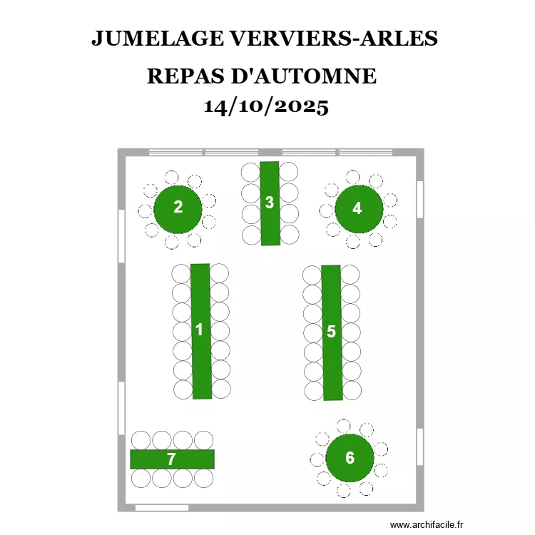 PLAN DE TABLE REPAS D'AUTOMNE IFAPME 14/10/2025. Plan de 