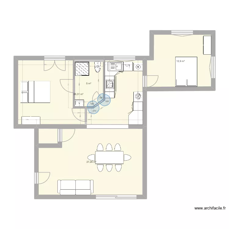 RDC Maison parents sdb agrandie. Plan de 0 pièce et 0 m2