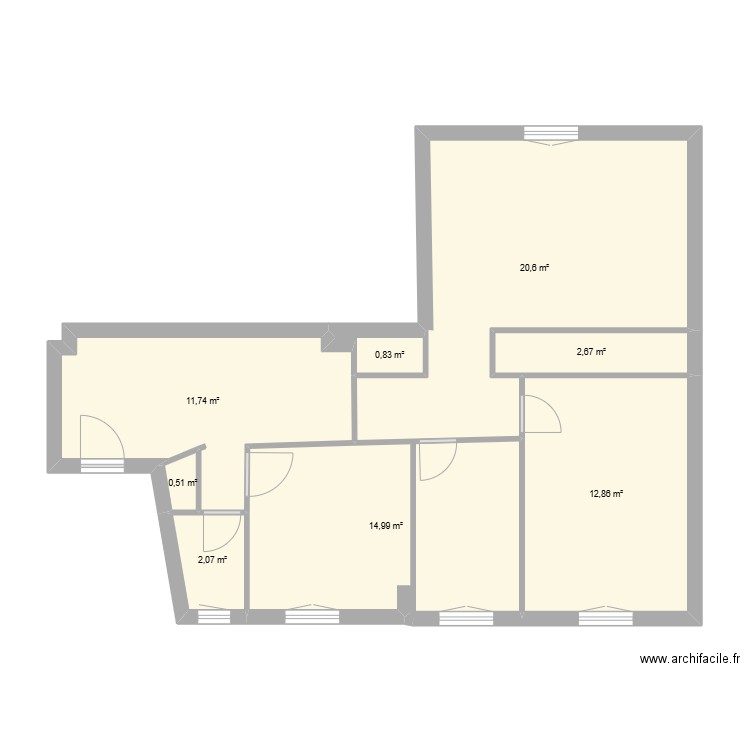 vernier base. Plan de 8 pièces et 66 m2