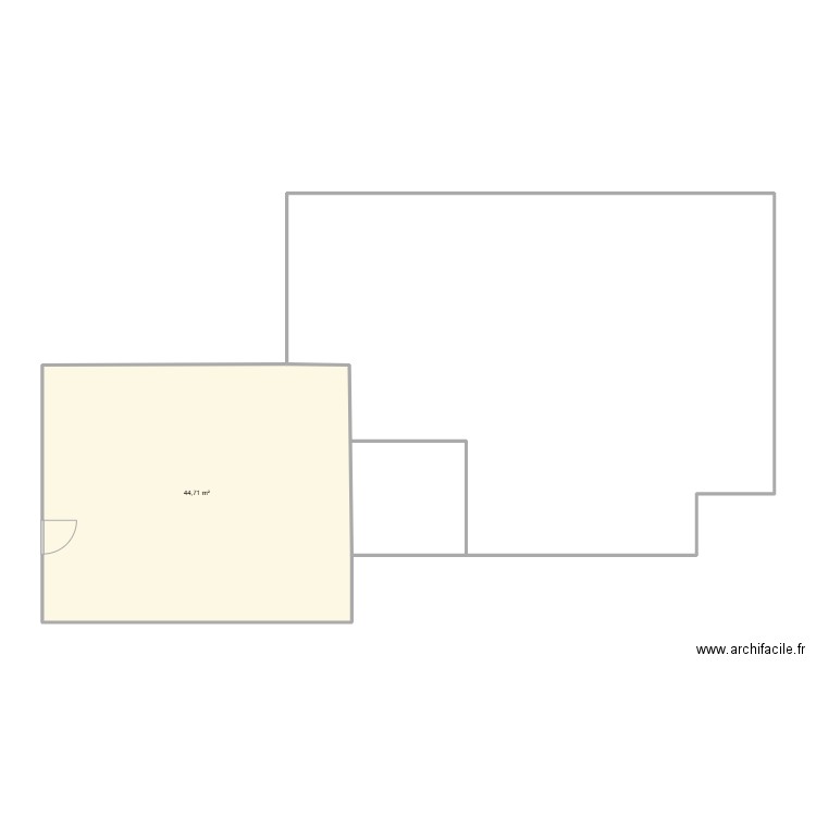 Intergeneration_version 2. Plan de 1 pièce et 45 m2