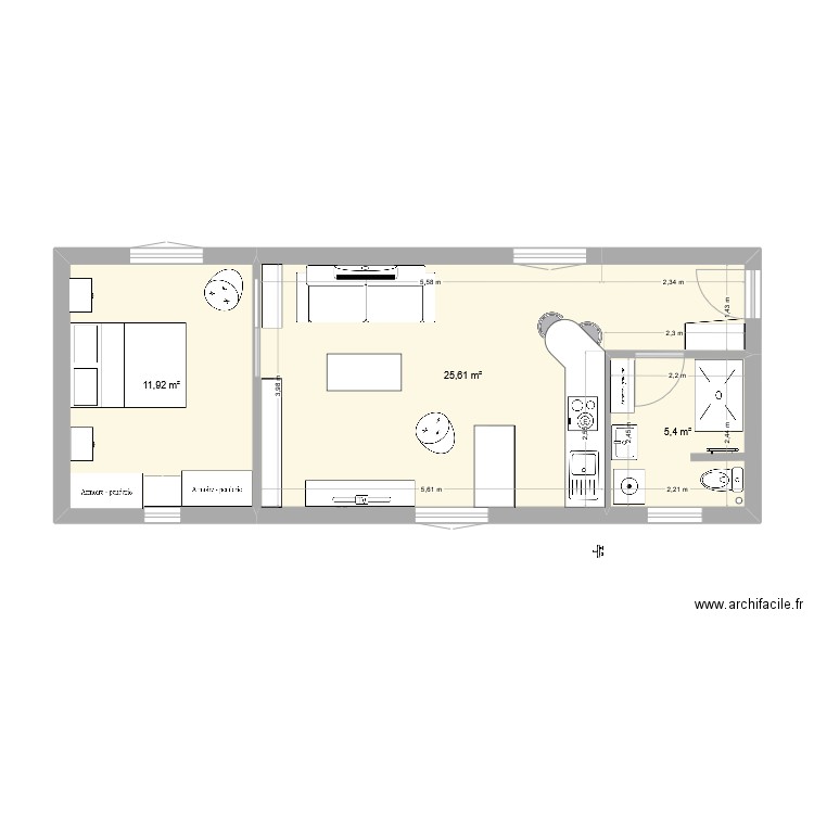 plan de masse 5. Plan de 3 pièces et 43 m2