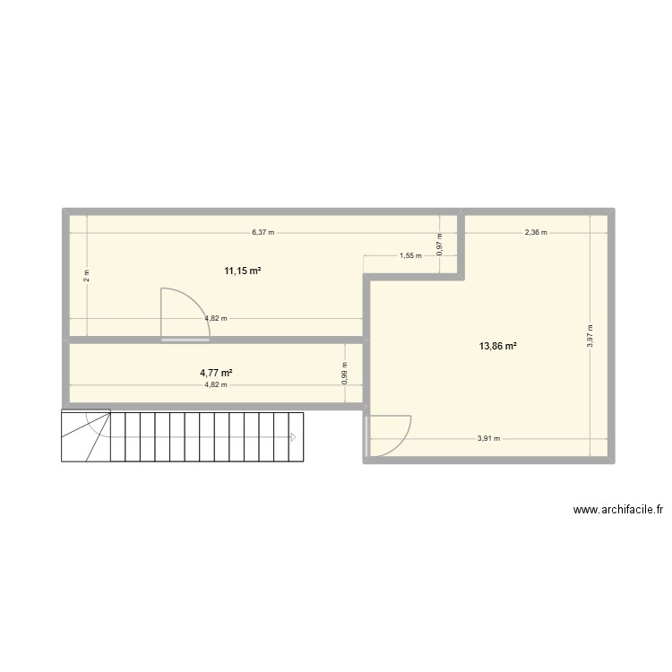 Premier étage Elise. Plan de 3 pièces et 30 m2