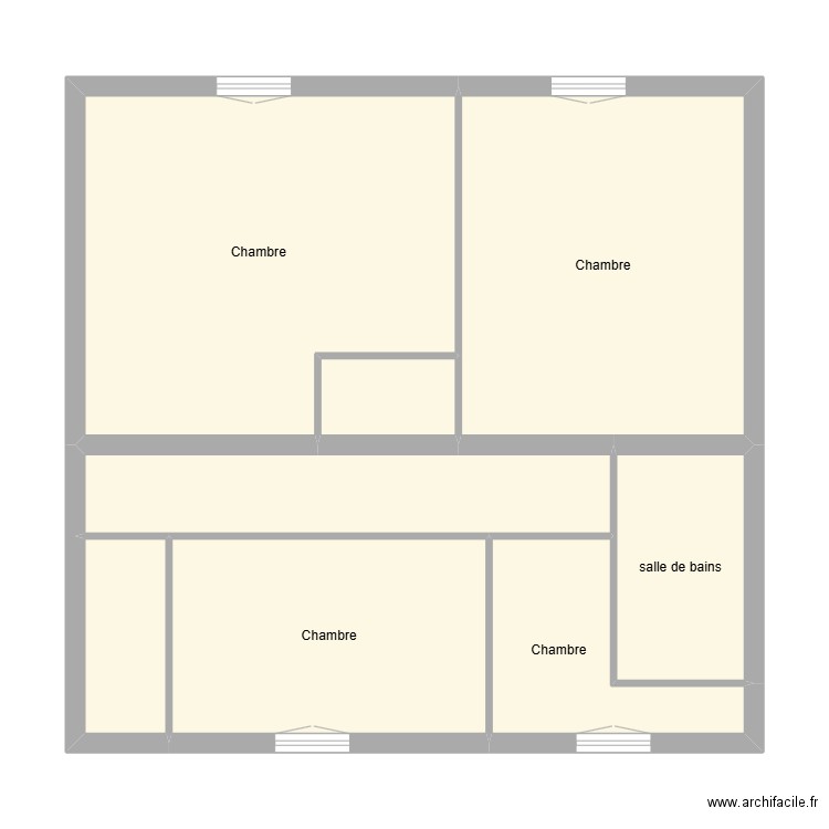 BRUT état initial étage. Plan de 8 pièces et 71 m2