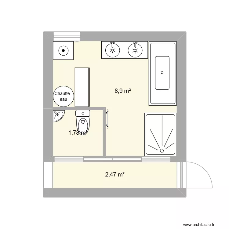 plan sdb ". Plan de 3  et 13 m²