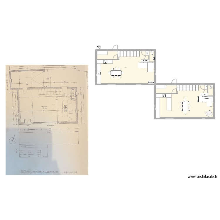 Rdc v03. Plan de 2 pièces et 107 m2