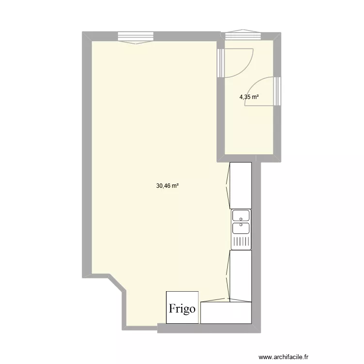 Cuisine personnel Kursaal. Plan de 2  et 35 m²