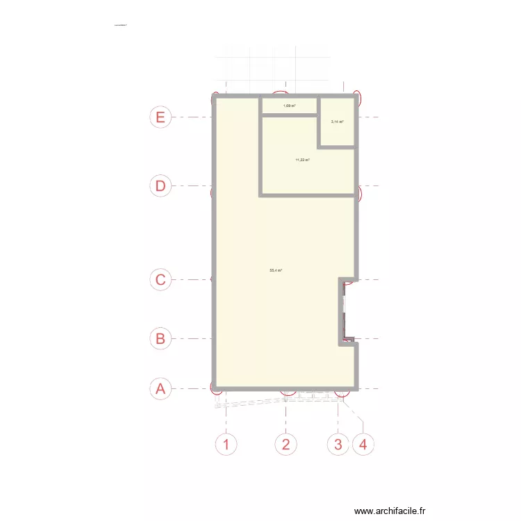R+1 V3B. Plan de 4  et 71 m²