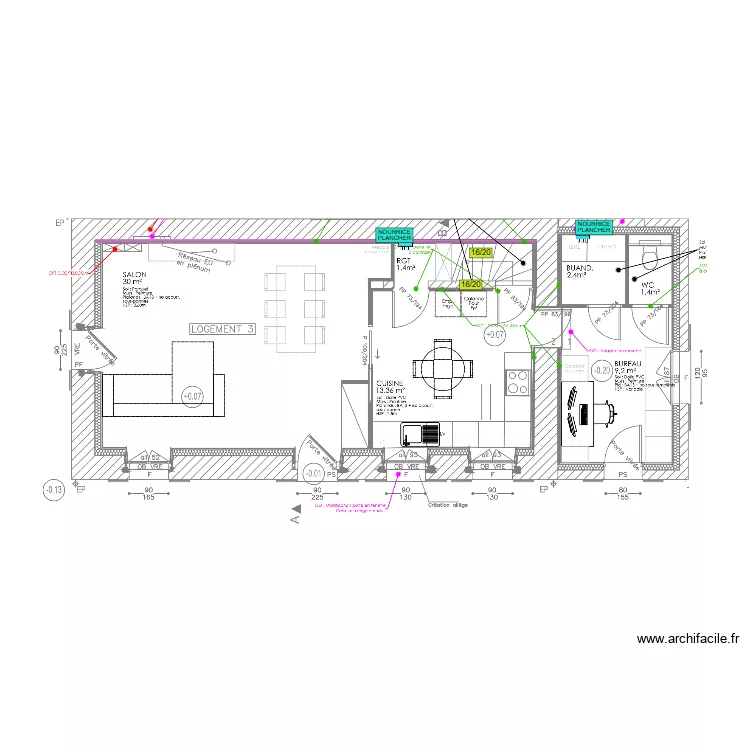 LEFLOUR CHAUFFAGE PLANCHER RDC. Plan de 