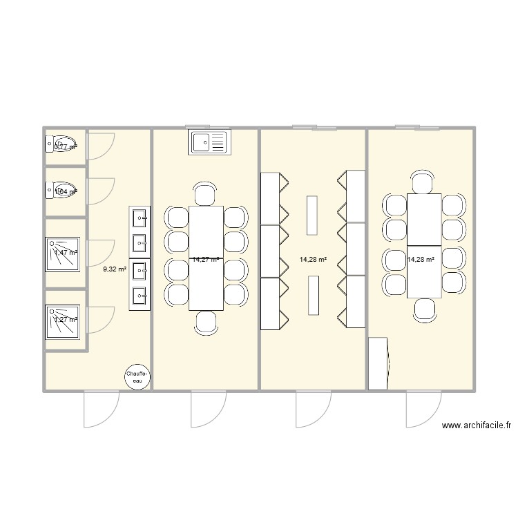 EAB CHANTIER VAULX EN VELIN. Plan de 8 pièces et 57 m2