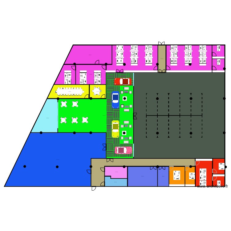 SAINT-DENIS - Etage 2 - V4.9. Plan de 24 pièces et 1414 m2