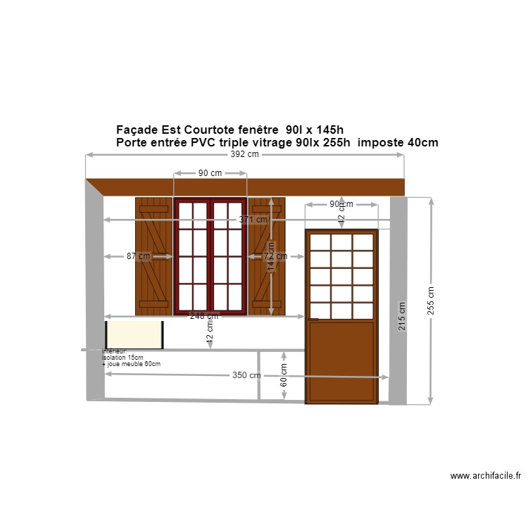 FACADE est courtote AVEC colombages  145 porte 215hx97. Plan de 0 pièce et 0 m2