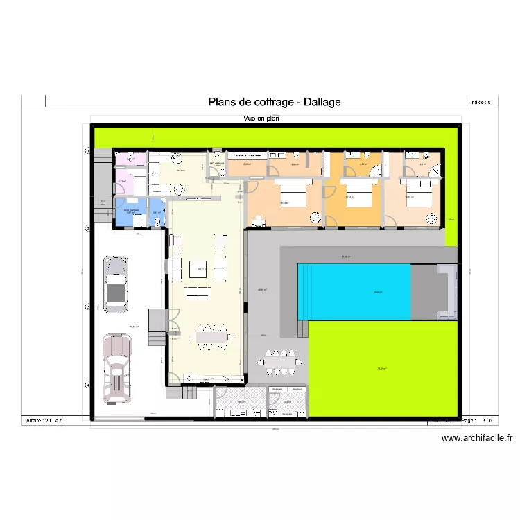 Villa 5 V7. Plan de 21  et 507 m²