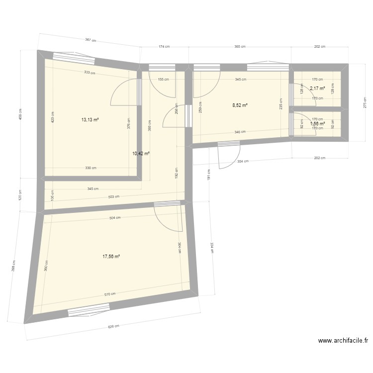 corveissiat 0. Plan de 6 pièces et 53 m2