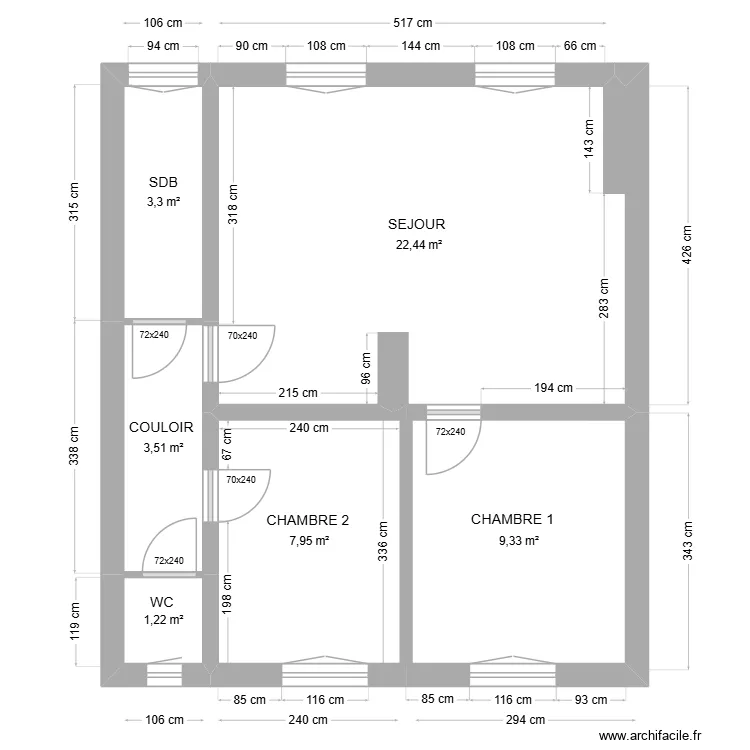 Président Wilson plan initial. Plan de 6 et 48 m² Président Wilson plan initial. Plan de 6 et 48 m²