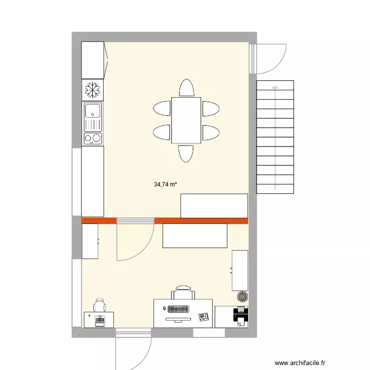 Caross Voirie &eacute;tage 2. Plan de 1 pièce et 35 m²