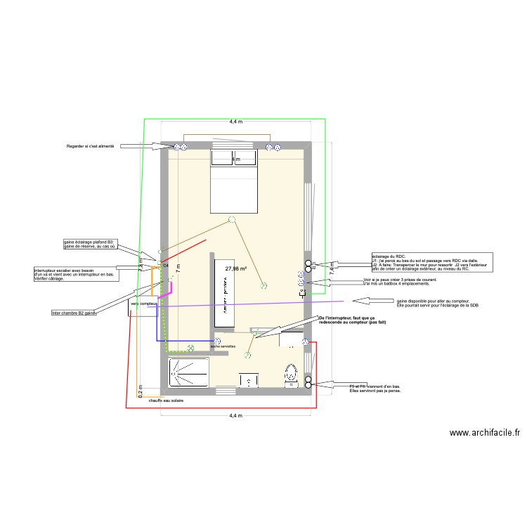 6 avril ETAGE. Plan de 1 pièce et 28 m2