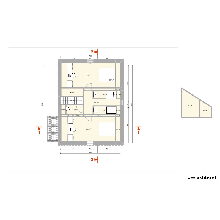 Bayonne R+2.4. Plan de 20 pièces et 70 m2
